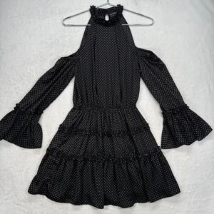 Revolve The Fifth Label Mini Dress Polka Dot Cold Shoulder Long Sleeve Ruffles S